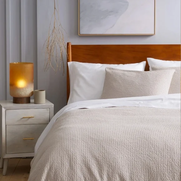 Quince 100% Organic Cotton Waffle Sand Duvet Cover! King/ Cal King(127)